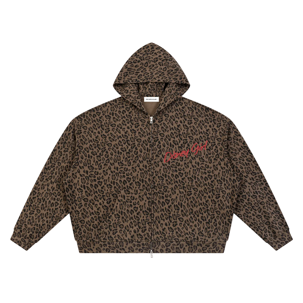 Disney Girl Leopard Waffle Hoodie